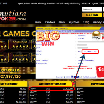 Bukti Withdraw ( 27.199.817.- ) Member Setia Mutia