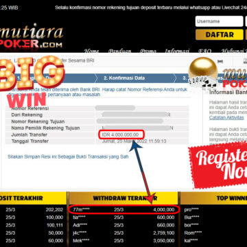 Bukti Withdraw ( 4.000.000.- ) Member Setia Mutia