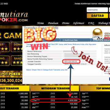 Bukti Withdraw ( 4.830.000.- ) Member Setia Mutia