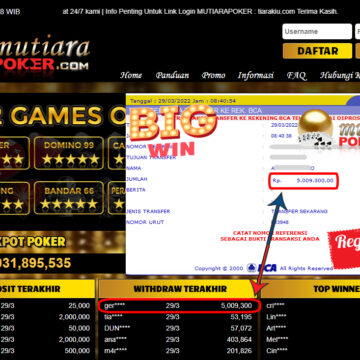 Bukti Withdraw ( 5.009.300.- ) Member Setia Mutia