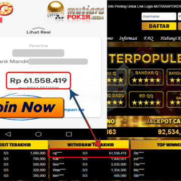 Bukti Withdraw ( 61.558.419.- ) Member Setia Mutia