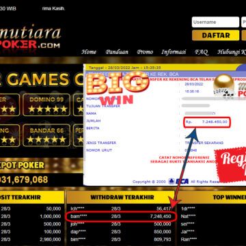 Bukti Withdraw ( 7.248.450.- ) Member Setia Mutia