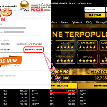 Bukti Withdraw ( 9.800.595.- ) Member Setia Mutia