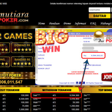 Bukti Withdraw ( 9.594.300.- ) Member Setia Mutia