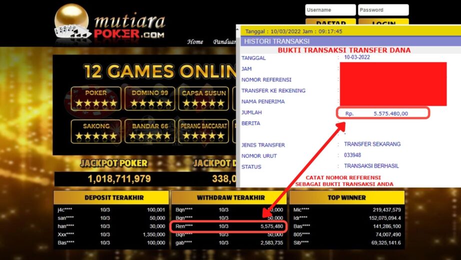 Bukti Withdraw (5.575.480.- ) Member Setia Mutia