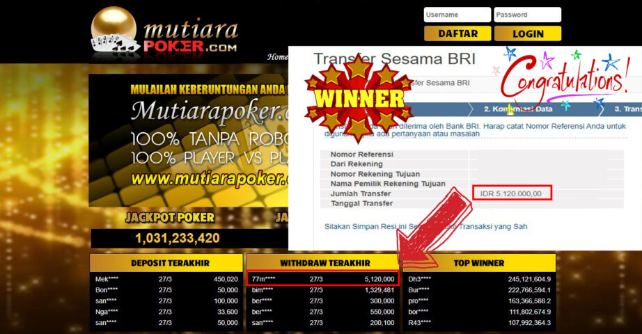 Bukti Withdraw ( 5.120.000.- ) Member Setia Mutia