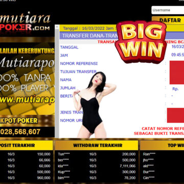 Bukti Withdraw ( 7.111.066.- ) Member Setia Mutia