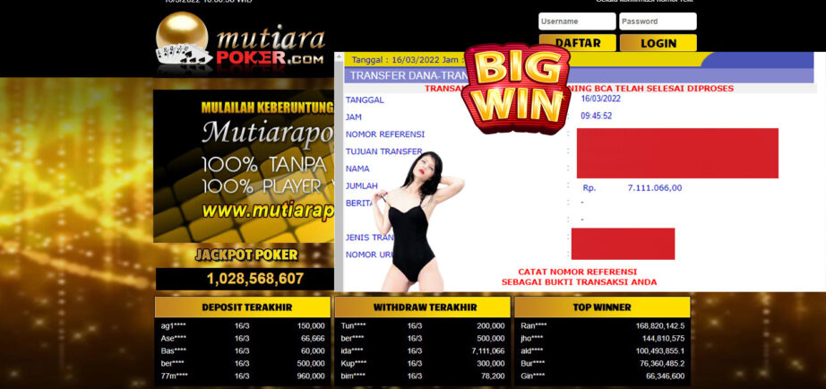 Bukti Withdraw ( 7.111.066.- ) Member Setia Mutia