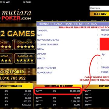 Bukti Withdraw (13.019.659,- ) Member Setia Mutiarapoker