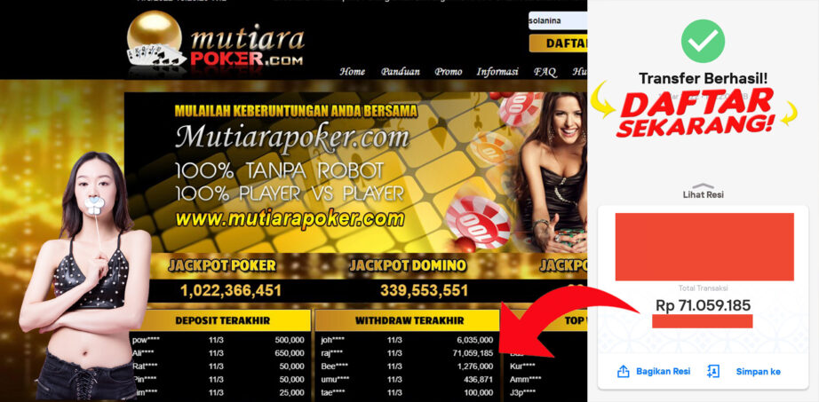 Bukti Withdraw ( 71.059.185.- ) Member Setia Mutia