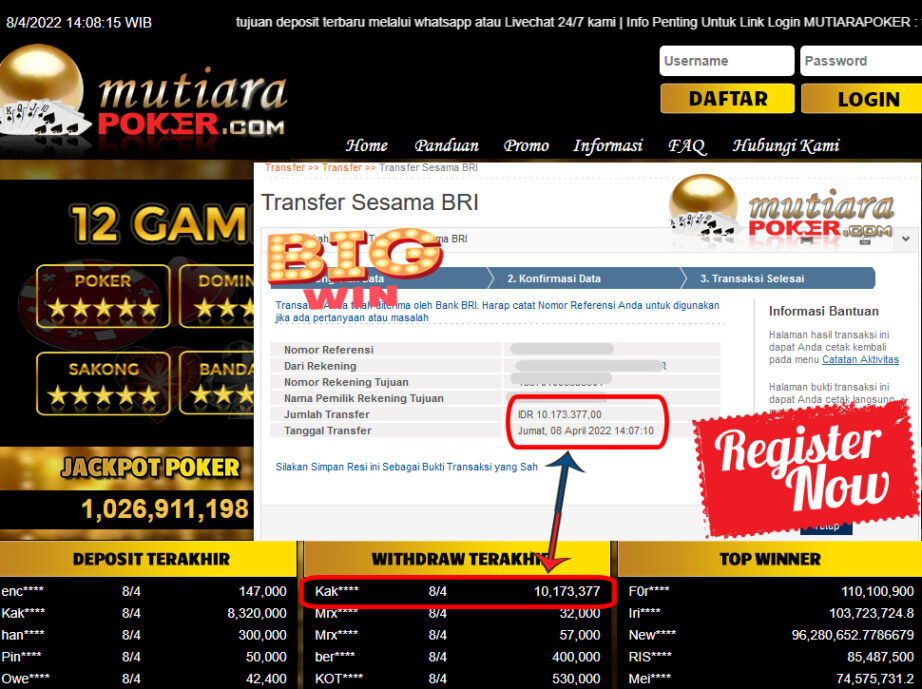 Bukti Withdraw ( 10.173.377.- ) Member Setia Mutia