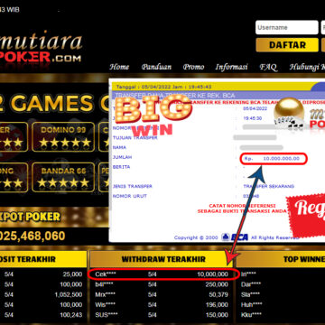 Bukti Withdraw ( 10.000.000.- ) Member Setia Mutia