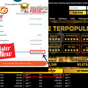 Bukti Withdraw ( 10.000.000.- ) Member Setia Mutia