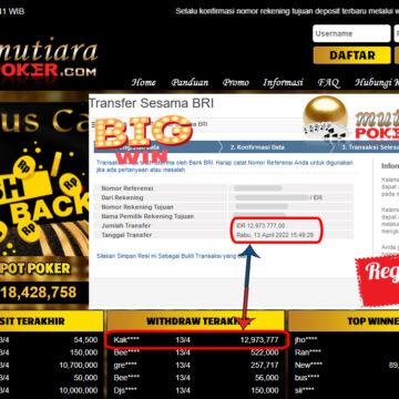 Bukti Withdraw ( 12.973.777.- ) Member Setia Mutia