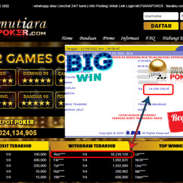 Bukti Withdraw ( 16.239.128.- ) Member Setia Mutia