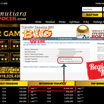 Bukti Withdraw ( 18.400.690.- ) Member Setia Mutia