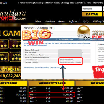 Bukti Withdraw ( 25.815.000.- ) Member Setia Mutia