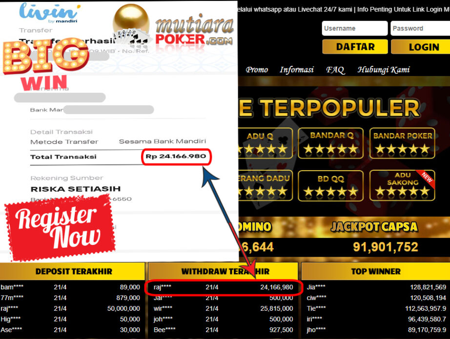 Bukti Withdraw ( 24.166.980.- ) Member Setia Mutia