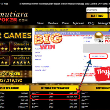 Bukti Withdraw ( 25.597.707.- ) Member Setia Mutiarapoker