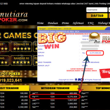 Bukti Withdraw ( 6.270.504.- ) Member Setia Mutia