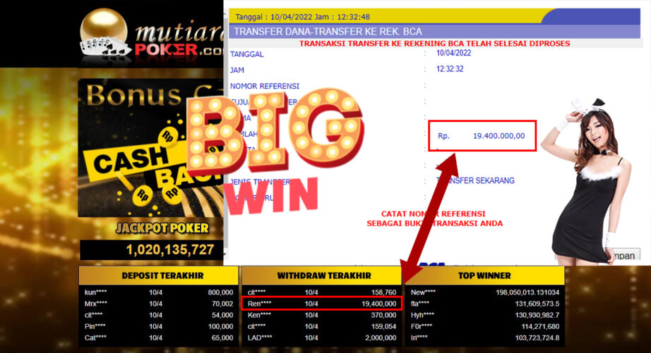 Bukti Withdraw ( 19.400.000.- ) Member Setia Mutia