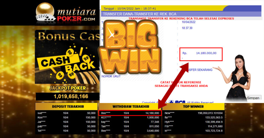 Bukti Withdraw ( 14.180.000.- ) Member Setia Mutia