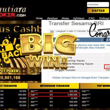 Bukti Withdraw ( 5.980.898.- ) Member Setia Mutia