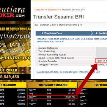 Bukti Withdraw ( 10.697.700.- ) Member Setia Mutia