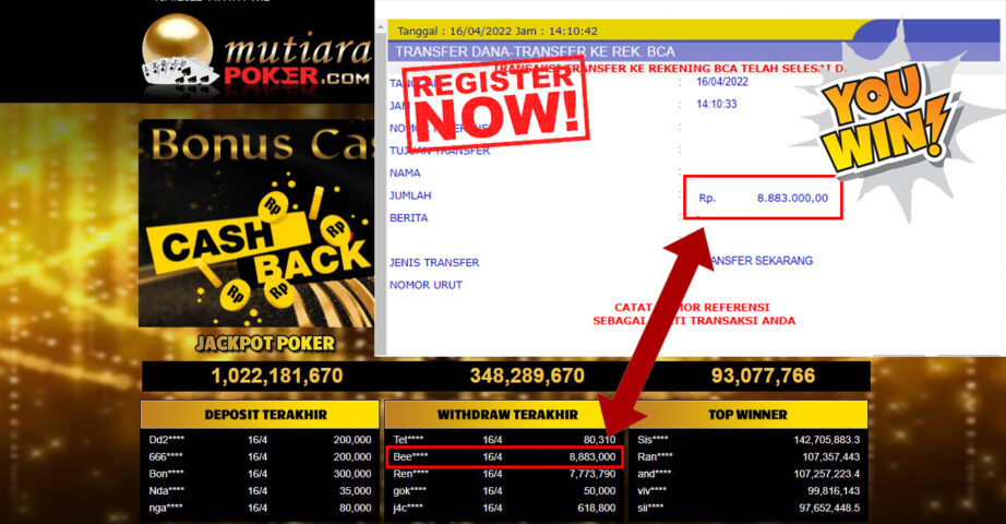 Bukti Withdraw ( 8.883.000.- ) Member Setia Mutia