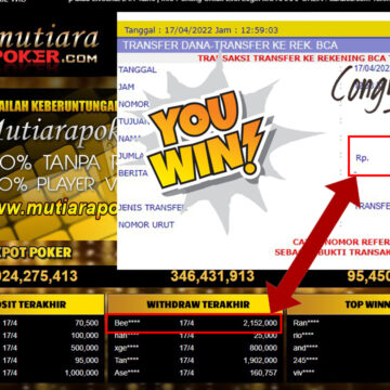 Bukti Withdraw ( 2.152.000.- ) Member Setia Mutia