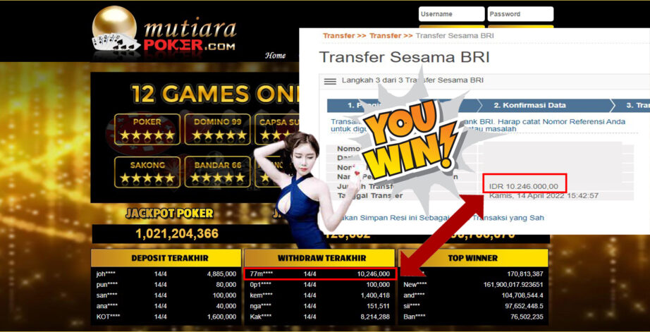 Bukti Withdraw ( 10.246.000.- ) Member Setia Mutia