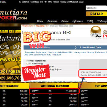 Bukti Withdraw ( 11.000.000.- ) Member Setia Mutiarapoker