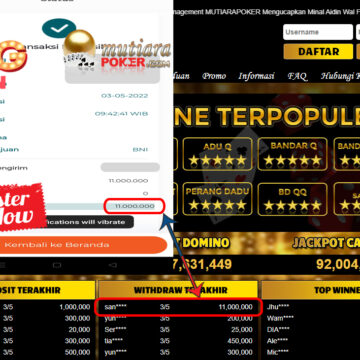 Bukti Withdraw ( 11.000.000.- ) Member Setia Mutiarapoker