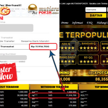 Bukti Withdraw ( 11.916.700.- ) Member Setia Mutiarapoker