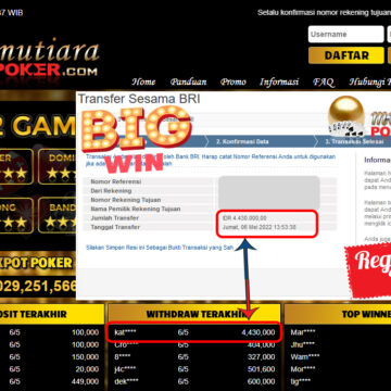 Bukti Withdraw ( 4.430.000.- ) Member Setia Mutiarapoker