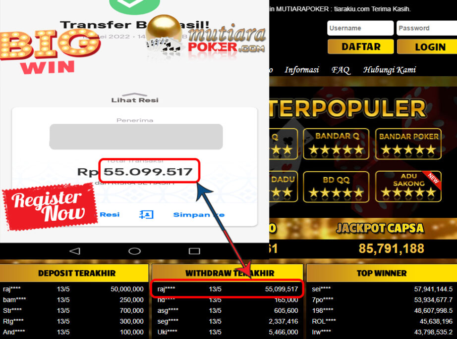 Bukti Withdraw ( 55.099.517.- ) Member Setia Mutiarapoker