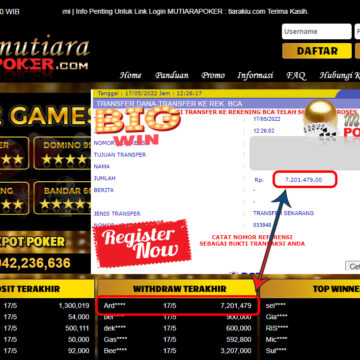 Bukti Withdraw ( 7.201.479.- ) Member Setia Mutiarapoker