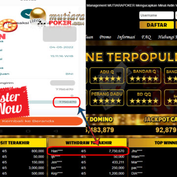 Bukti Withdraw ( 7.750.670.- ) Member Setia Mutiarapoker