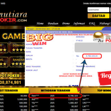 Bukti Withdraw ( 8.786.325.- ) Member Setia Mutiarapoker