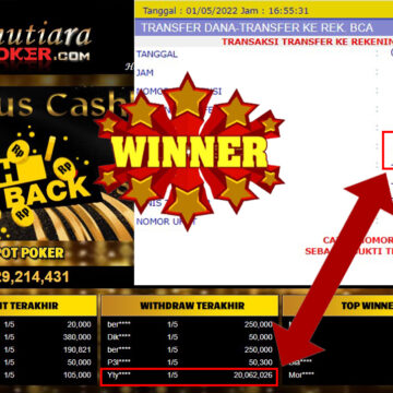 Bukti Withdraw ( 20.062.026.- ) Member Setia Mutiarapoker