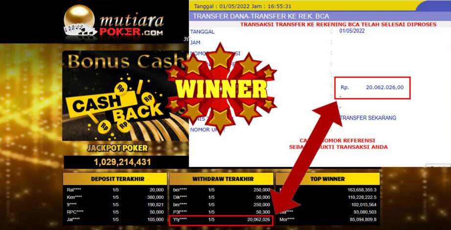 Bukti Withdraw ( 20.062.026.- ) Member Setia Mutiarapoker