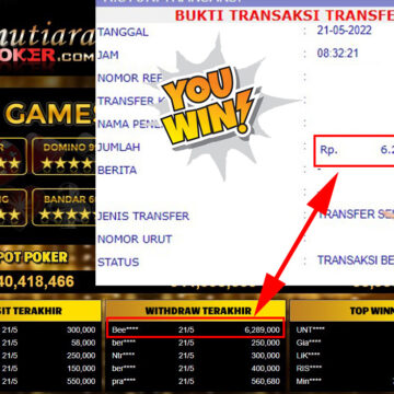 Bukti Withdraw ( 6.289.000.- ) Member Setia Mutiarapoker