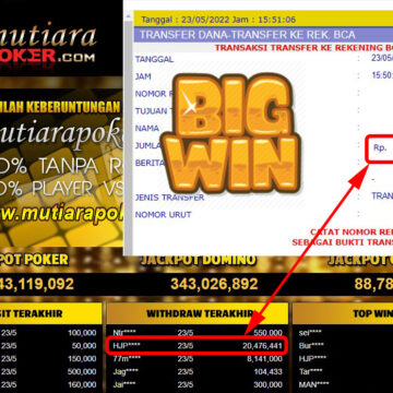 Bukti Withdraw ( 20.476.441.- ) Member Setia Mutiarapoker