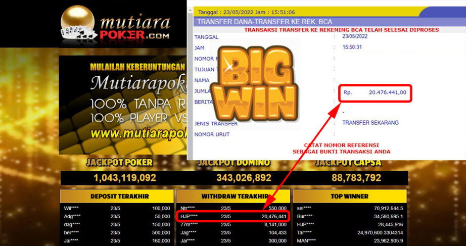 Bukti Withdraw ( 20.476.441.- ) Member Setia Mutiarapoker