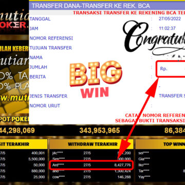 Bukti Withdraw ( 8.427.776.- ) Member Setia Mutiarapoker