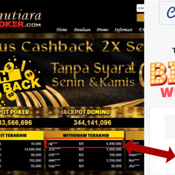 Bukti Withdraw ( 5.490.000.- ) Member Setia Mutiarapoker