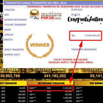 Bukti Withdraw ( 3.128.492.- ) Member Setia Mutiarapoker