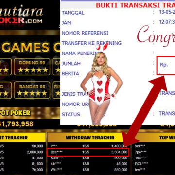 Bukti Withdraw ( 3.504.000.- ) Member Setia Mutiarapoker