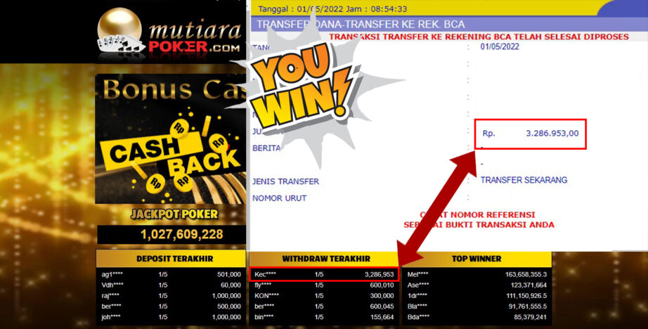 Bukti Withdraw ( 3.0286.953.- ) Member Setia Mutiarapoker