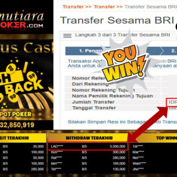 Bukti Withdraw ( 3.500.000.- ) Member Setia Mutiarapoker